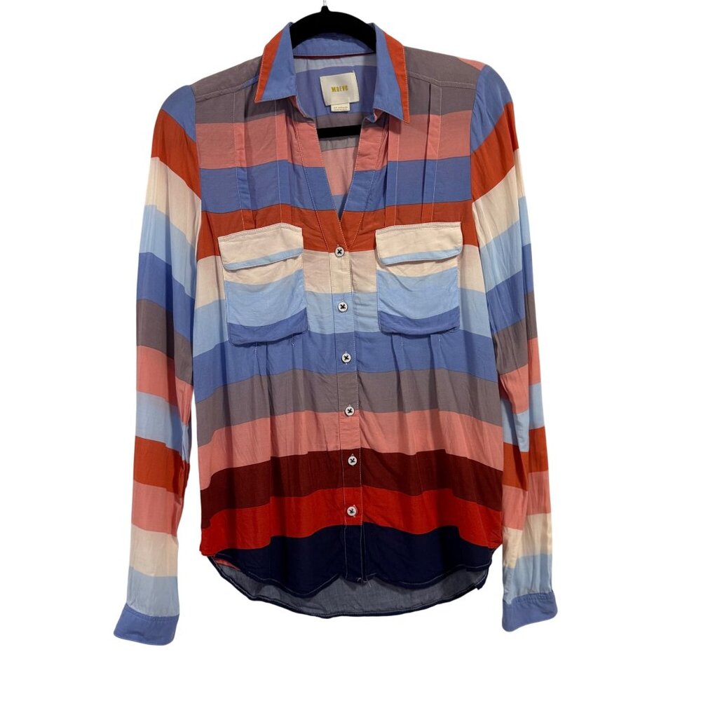 Anthropologie Maeve Wynwood Striped Buttondown Blouse Size 4‎